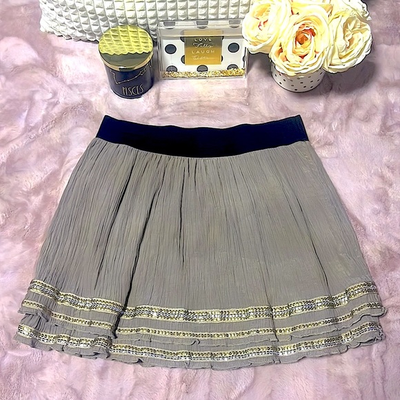 Free People Mushroom Layered Sequin Ruffle Trim A-Line Mini Skirt, Women’s Sz. S - Picture 3 of 10